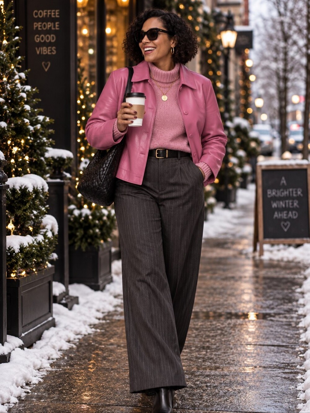 Lane Bryant Rose Pink Leather Button-Front Jacket